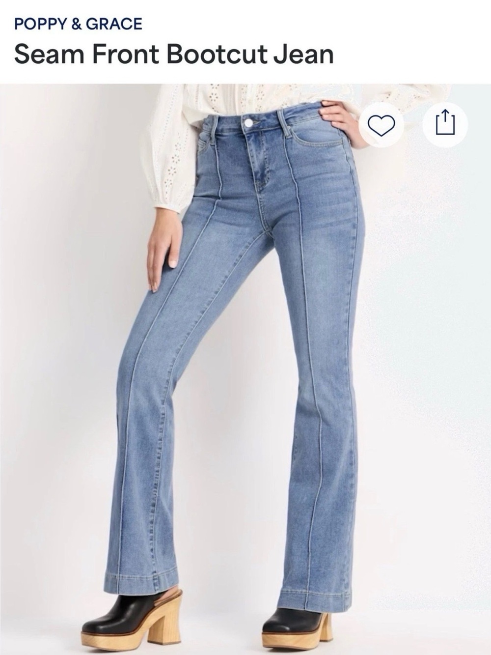 Light Blue Seam-Front Bootcut Jeans